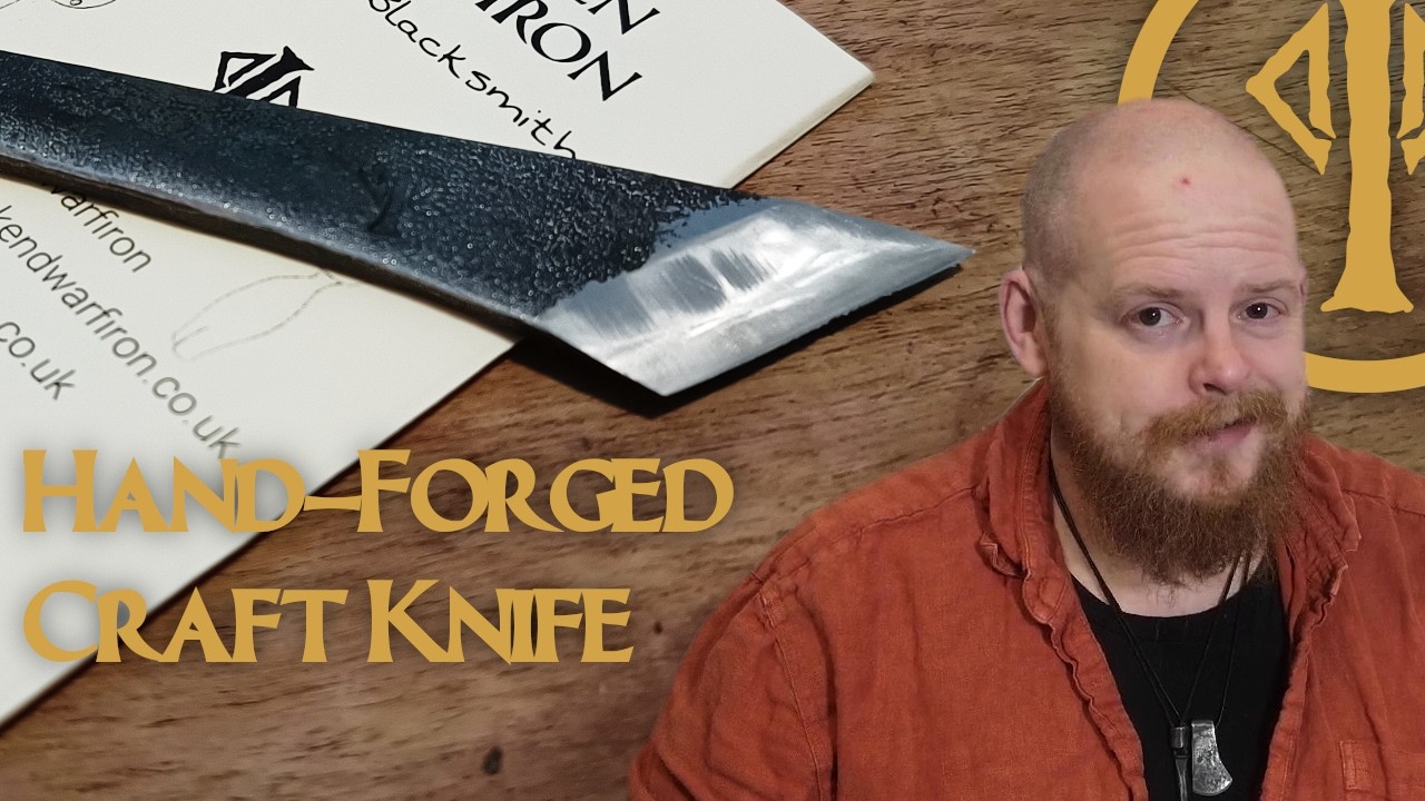 Forged kiridashi style craft knife with bone folder handle