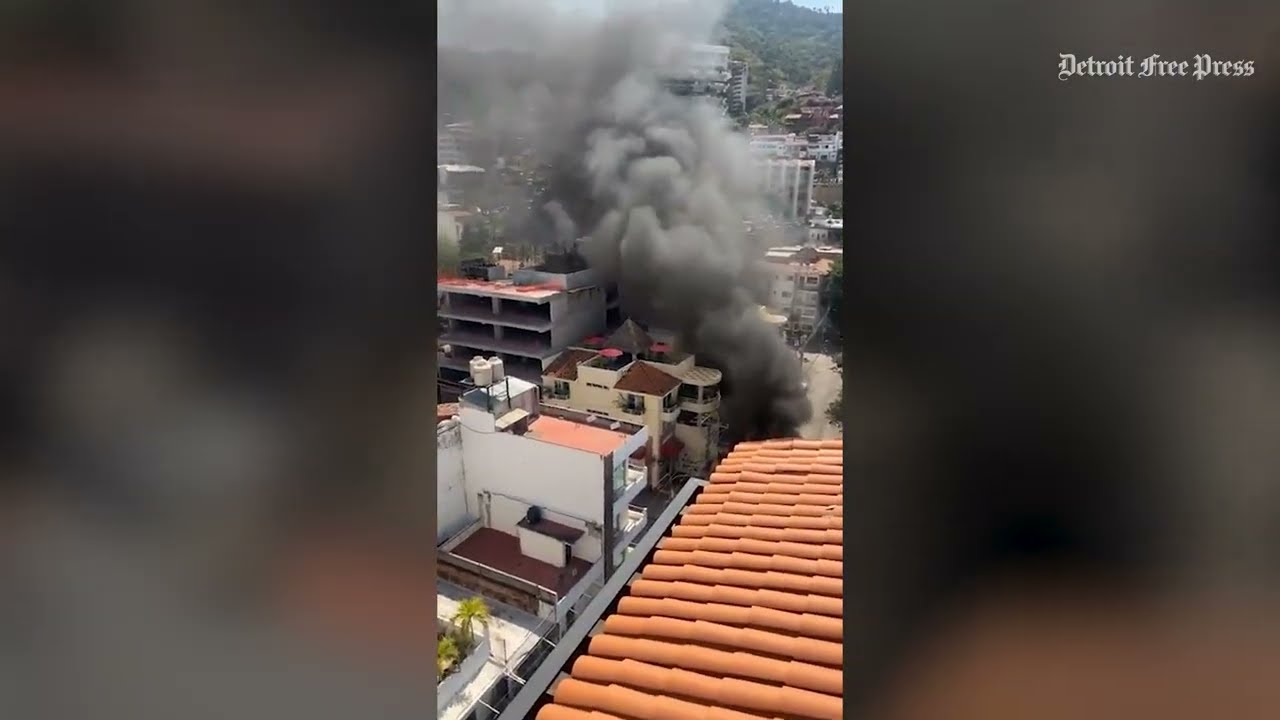 Fires set by cartels in Puerto Vallarta and more caught on camera from roof by tourist in Mexico