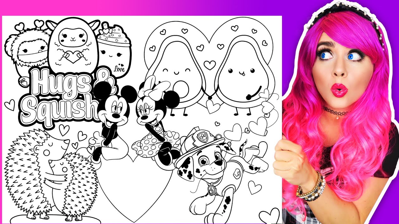 Coloring Valentine's Day Cuties Coloring Pages | Squishmallows, Paw Patrol, Disney Characters & More