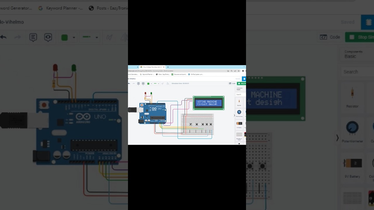 Electronic Voting Machine EVM Tinkercad