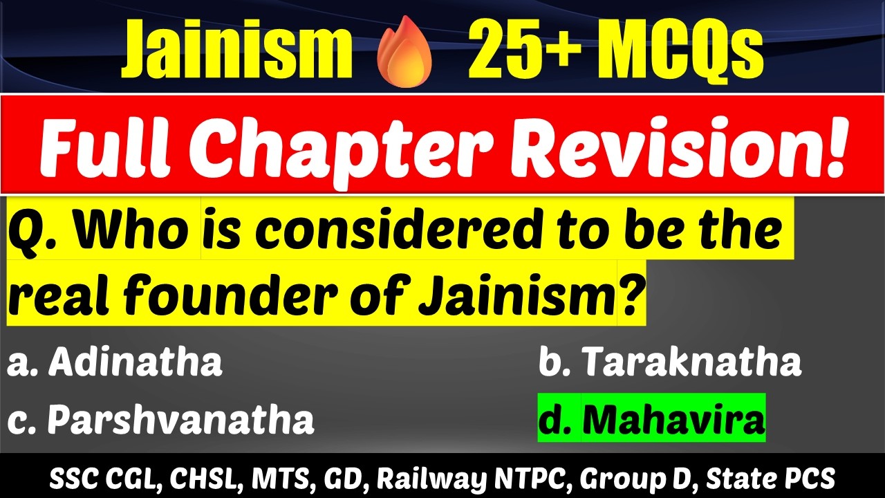 Jainism Top MCQs 🔥 Most Repeated Questions | Full Chapter Revision