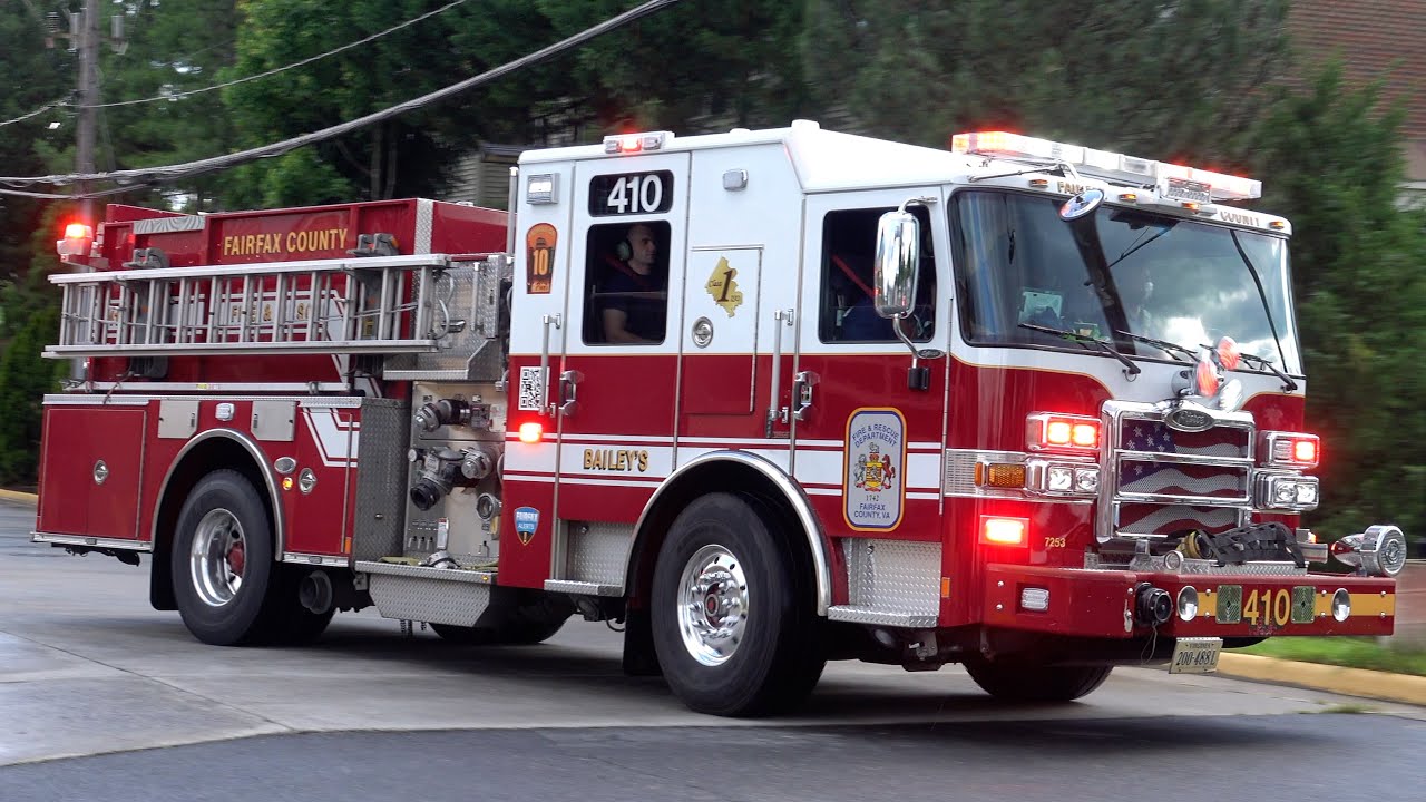 Fairfax County Fire & Rescue Engine 410 & Bailey's Crossroads Vol Fire Dept. Medic 410 Responding