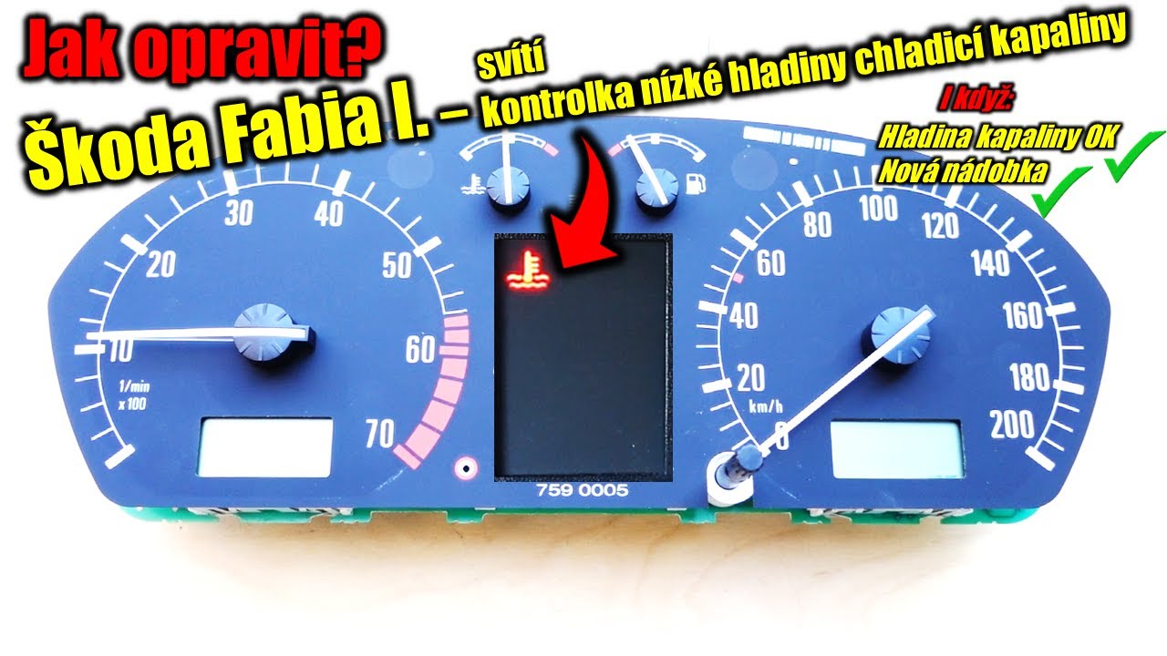Škoda Fabia I. - svítí kontrolka chladicí kapaliny | hladina OK | nová nádobka | jak opravit?