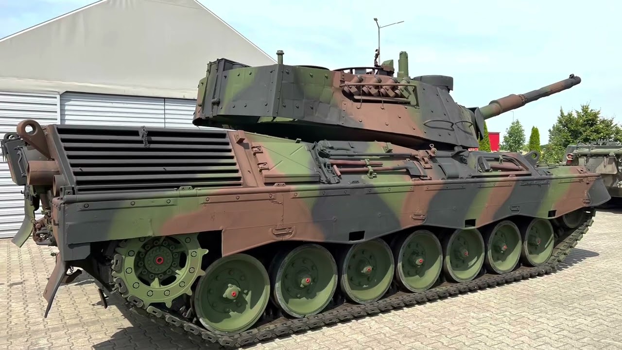 A close look at a fully restored German Leopard 1 A5 tank.