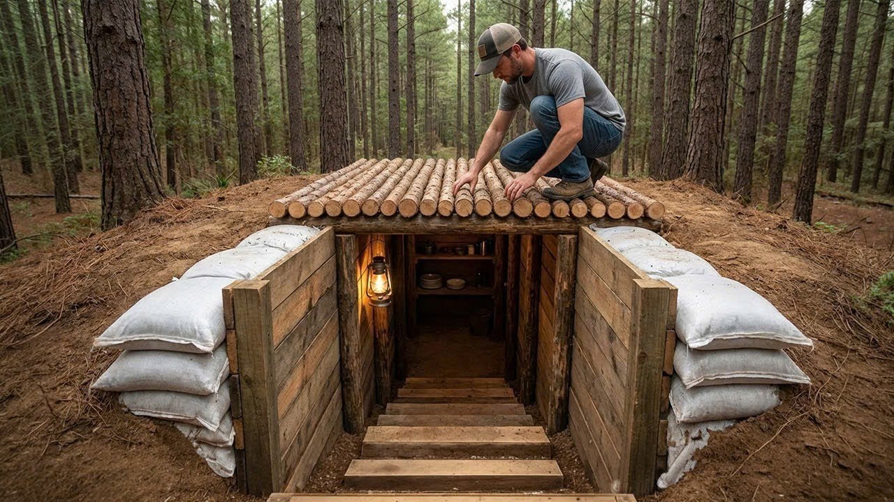 Building a Secret Survival Bunker in the Forest 🌲 Preparing for the Apocalypse