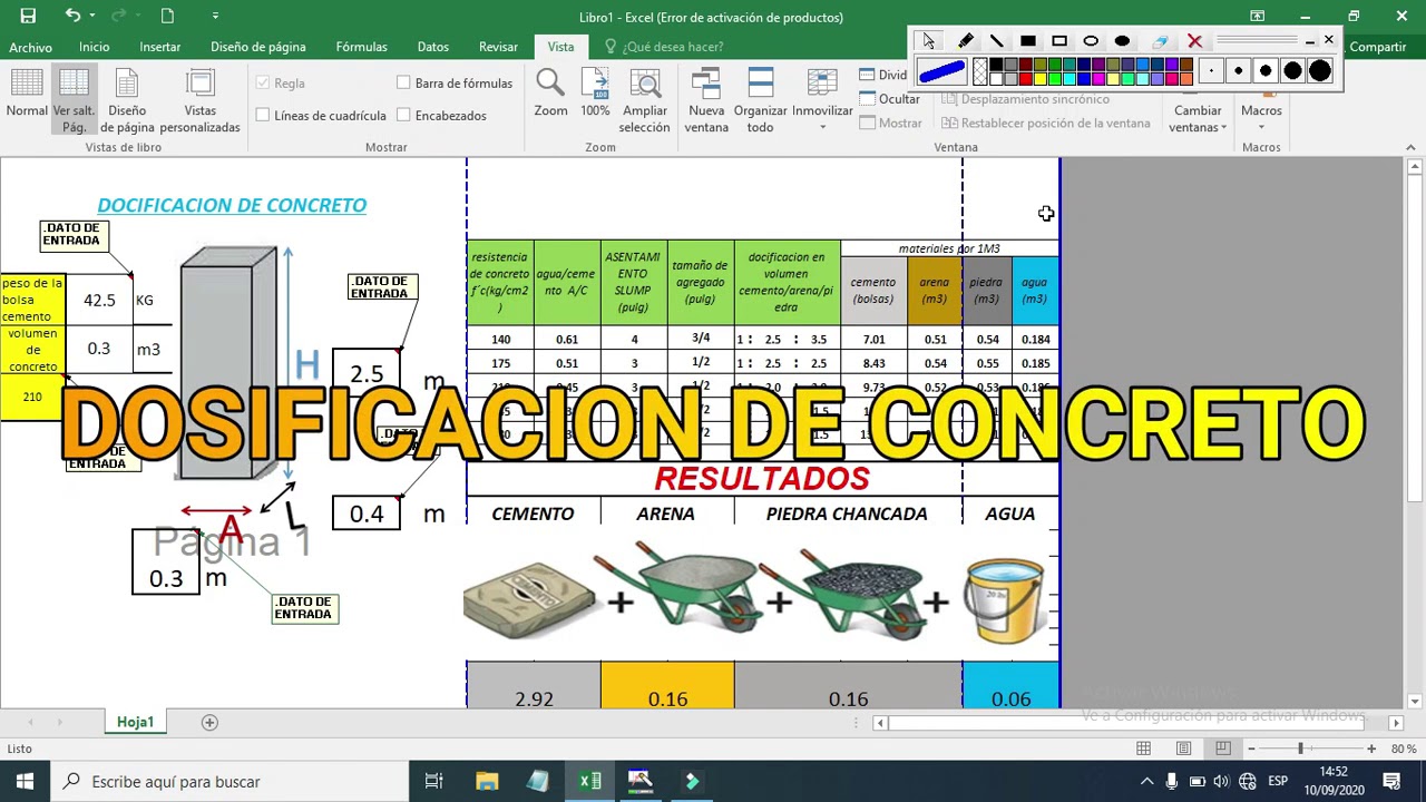 Dosificacion de concreto + hoja de calculo gratis.