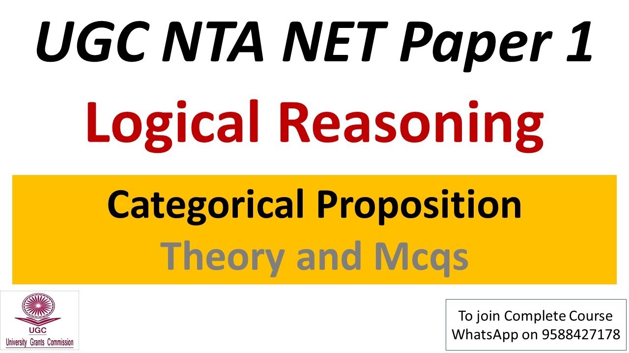Categorical Proposition | Theory and mcqs | Logical Reasoning | UGC NET 2022 Paper 1