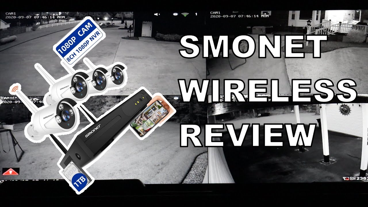 8 channel SMONET DVR wireless security camera system with night vision review