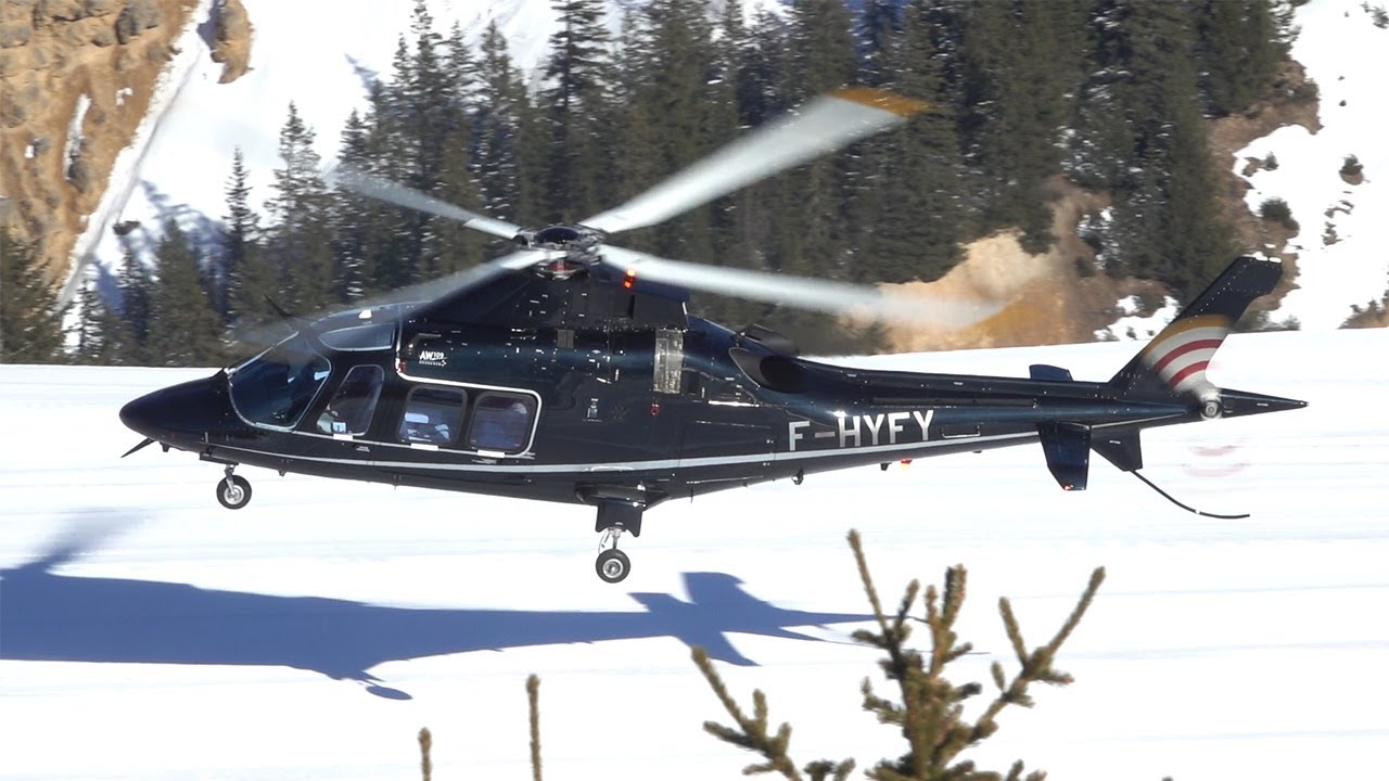 Luxurious Agusta Westland AW109 SP Grand New landing takeoff at Courchevel | #helicopter