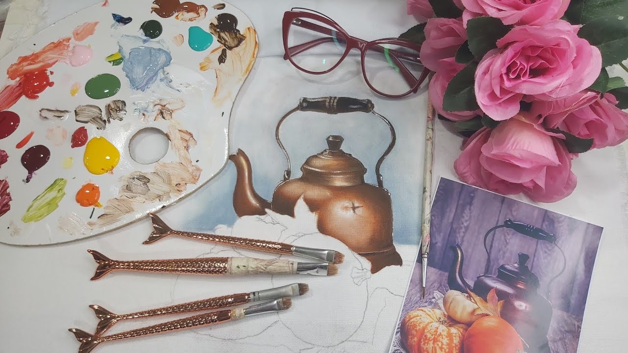 Pintura Em Tecido+ Bule Com Abóboras🎨🇧🇷