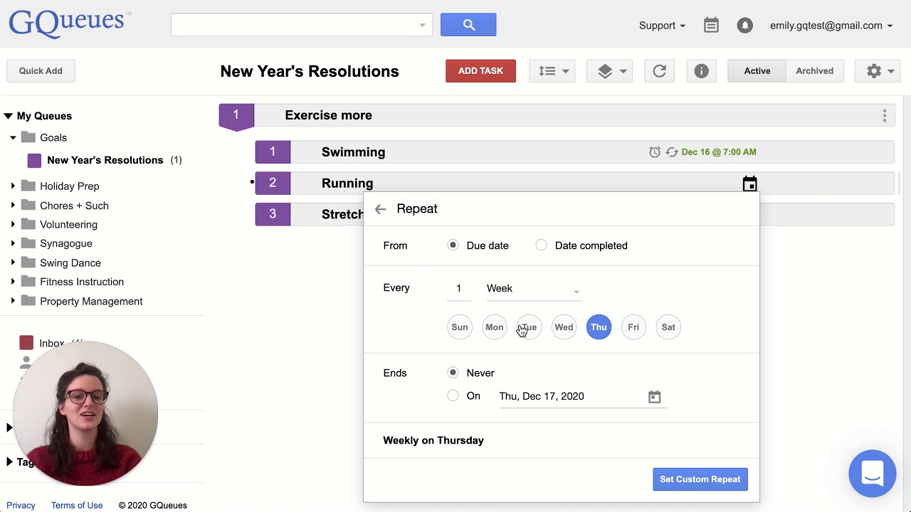Stick to your New Year's Resolutions with GQueues