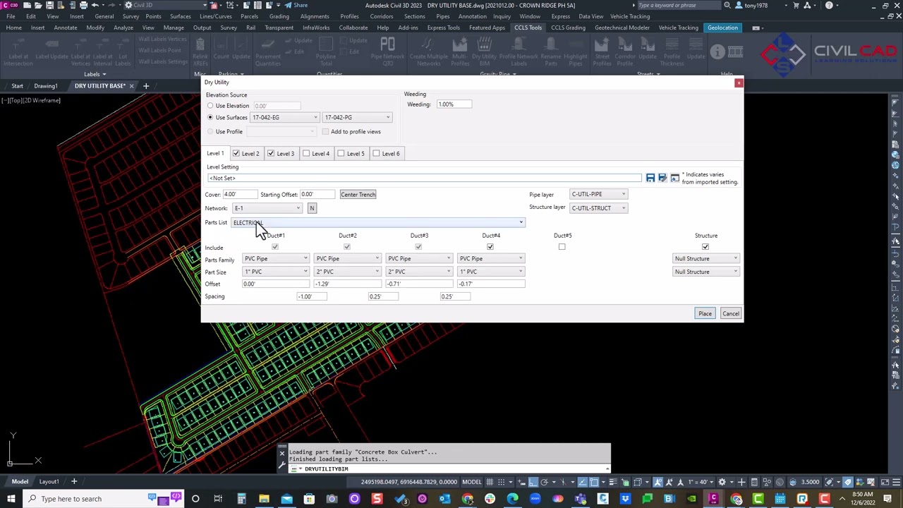 Creating Multiple dry Utilities in Civil 3D