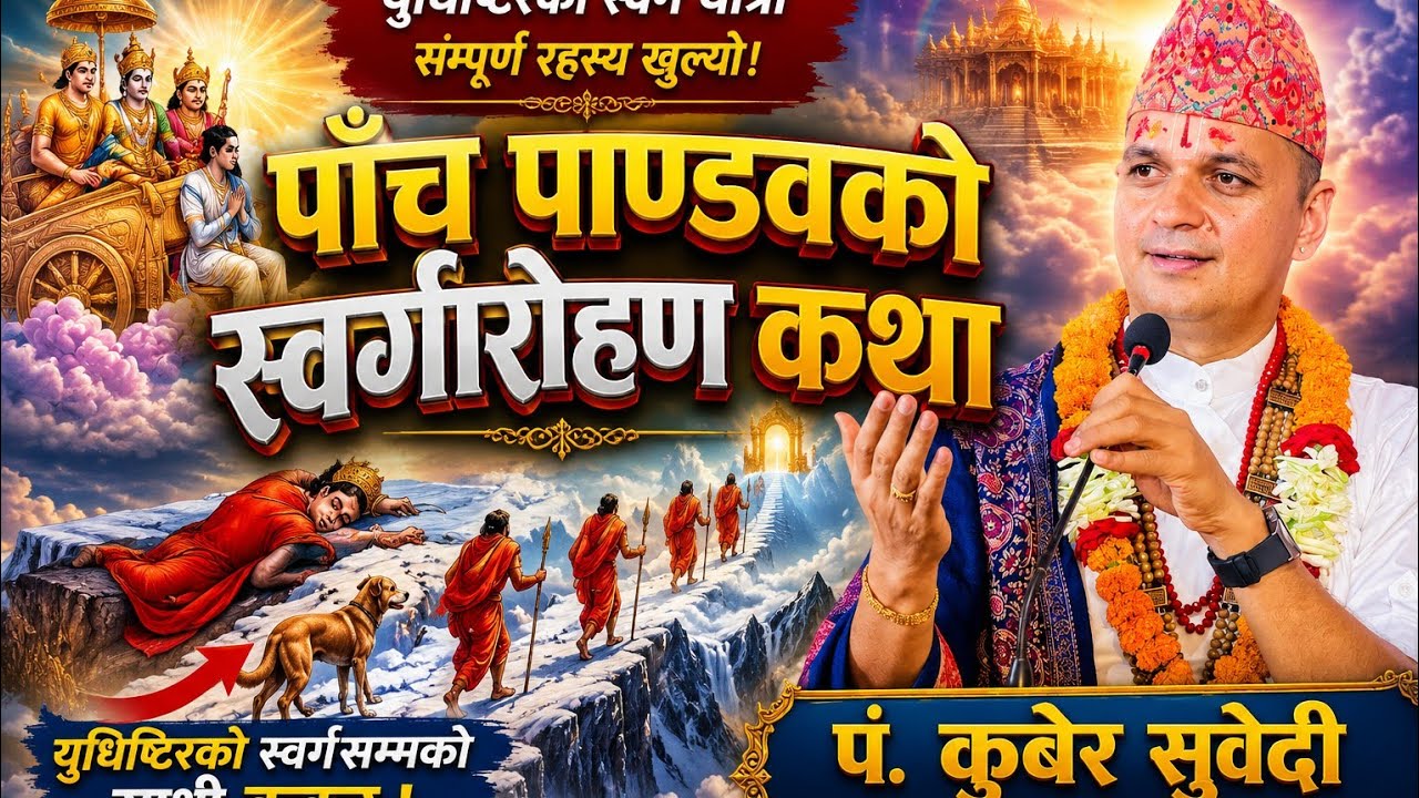 पाँच पाण्डवहरुकाे स्वर्गाराेहणकाे कथा | स्वर्ग सम्मको साथि कुकुर Kuber Subedi मोक्ष दिने कथा