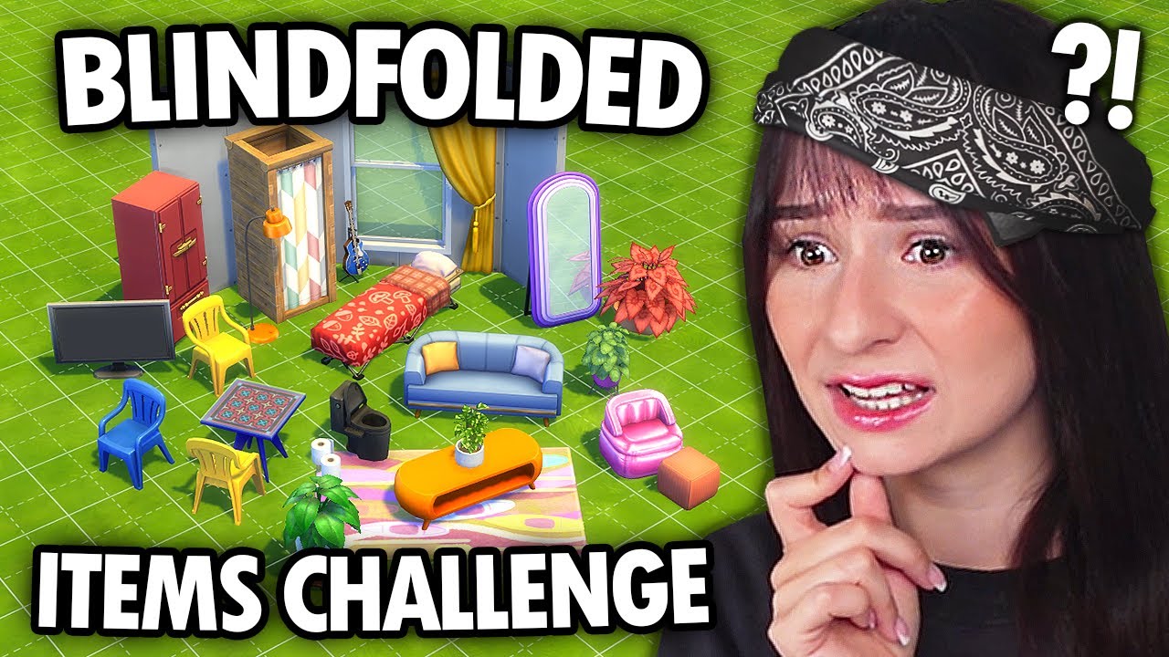 I place ITEMS BLINDFOLDED to build a house challenge in The Sims 4