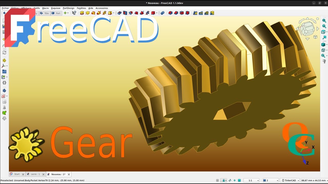 Comment créer un engrenage à développante avec Gear dans FreeCAD ?