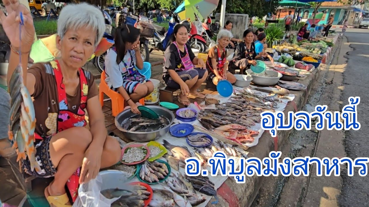 #อุบลราชธานี ตลาดแลง อ.พิบูลมังสาหาร #อาหารตามฤดูกาล เยอะมากๆ #บรรยากาศ หลังบางคนได้เงิน10000บาท