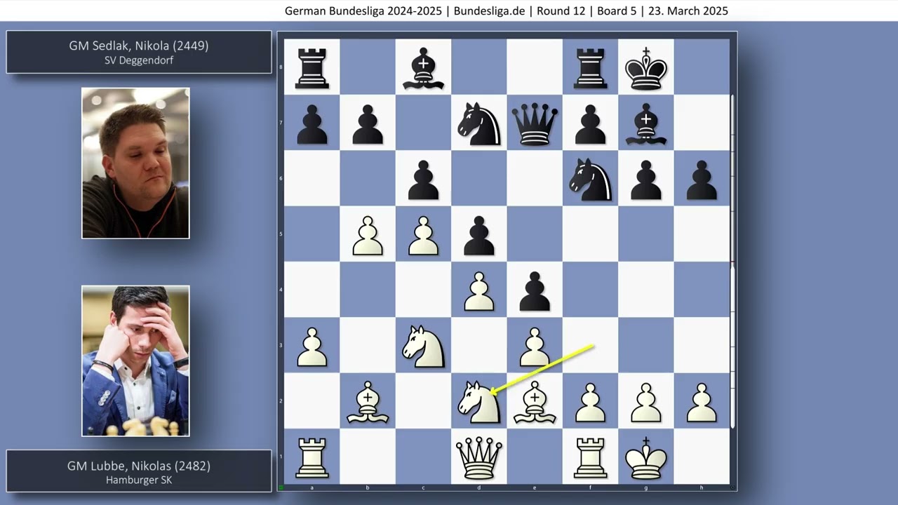 GM Nikolas Lubbe vs GM Nikola Sedlak | German Bundesliga 2024-2025 | Round 12