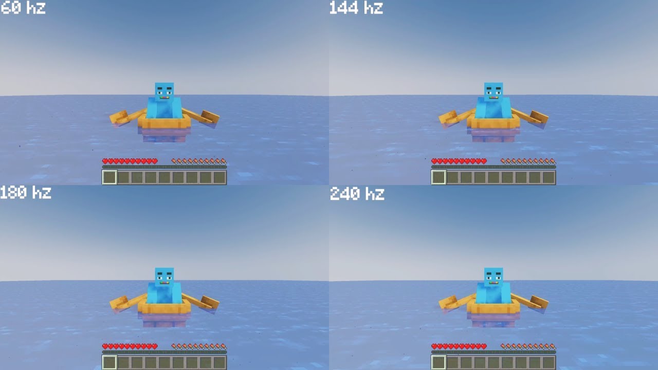 [Minecraft] Slow-Mo 60Hz vs 144Hz vs 180Hz vs 240Hz