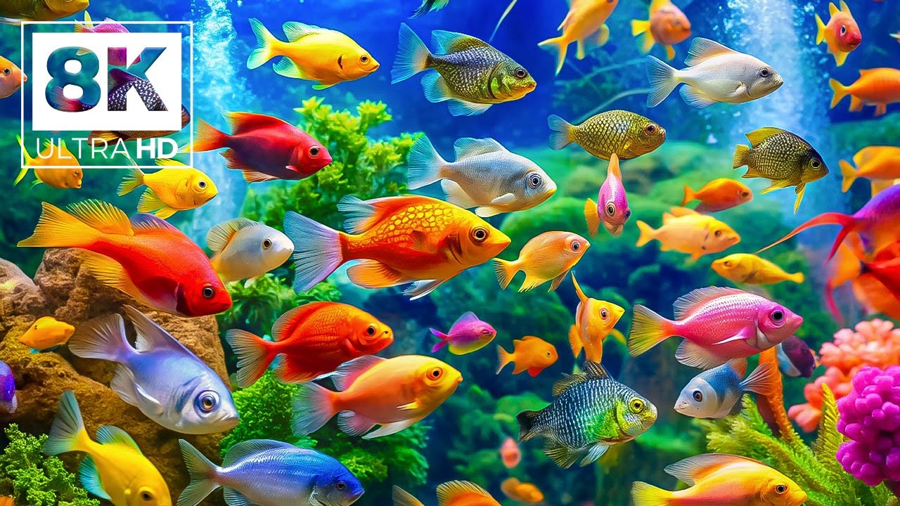 Aquarium 8K UHD 🐠 Colorful Reef Fish & Vibrant Coral - Relaxing Ocean Sounds for Sleep