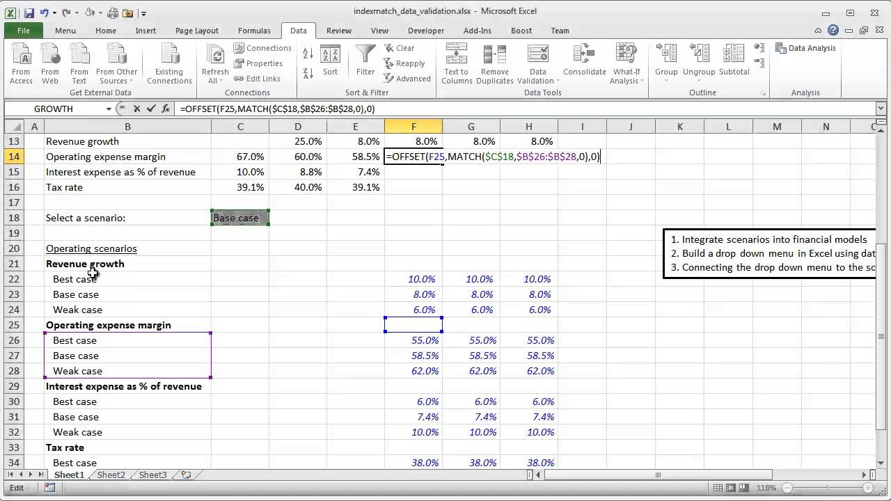 Financial Modeling Quick Lesson: OFFSET / MATCH and Data Validation (Part 2)