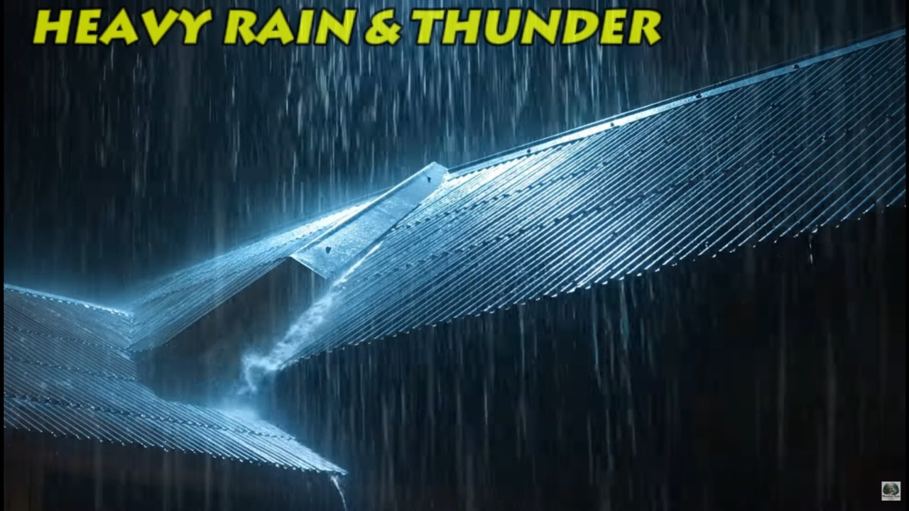 Heavy Rain on Tin Roof at Night with Thunder | Powerful Rainstorm for Deep Sleep & Insomnia