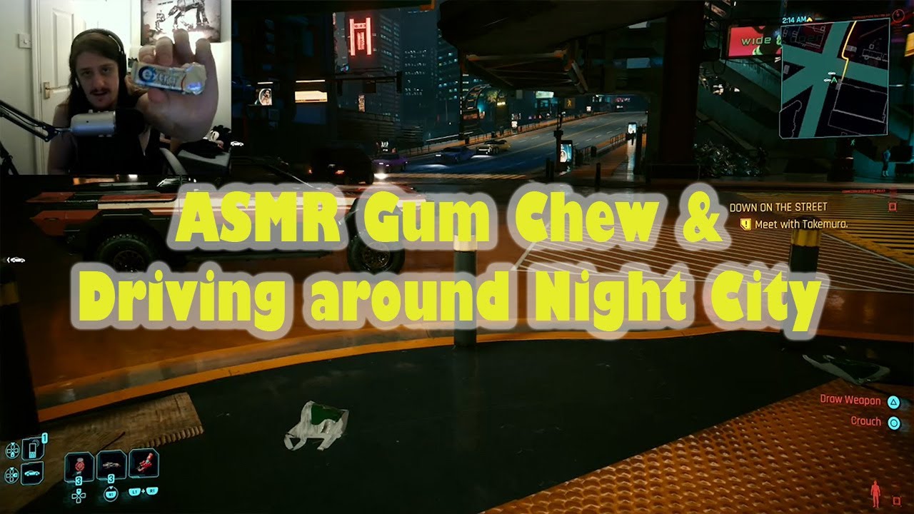 ASMR Cyberpunk2077 & Gum Chew | NO SPOILERS | Driving through Night City