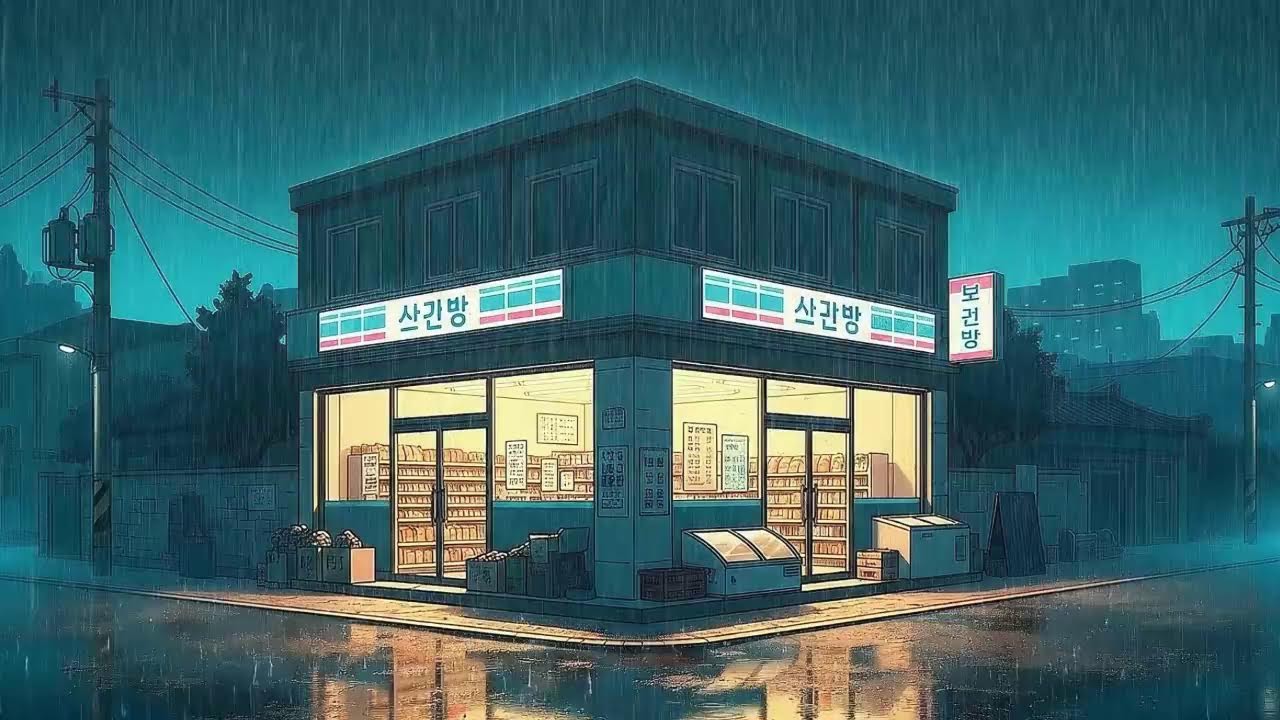 Rain Sounds x Lofi for Productivity in a Quiet Korean Night for Stress-Free Work 😌