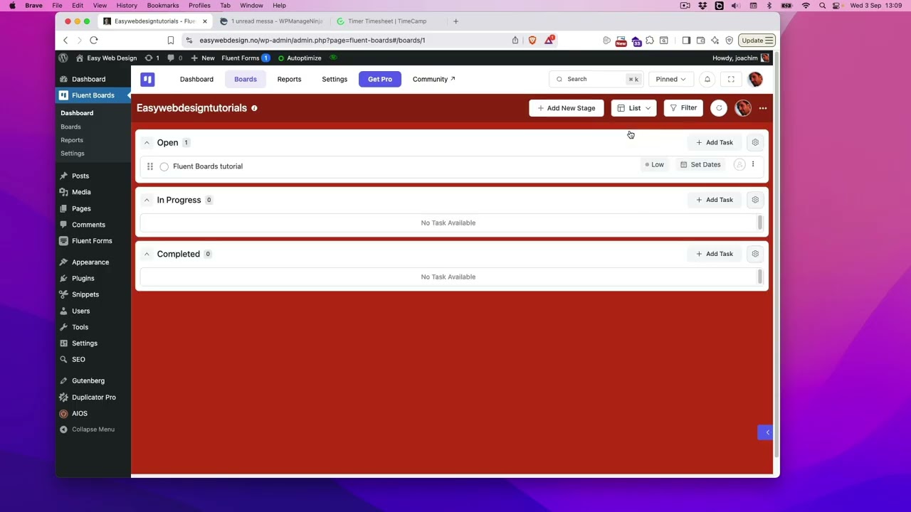First initial look at Fluent Boards WordPress plugin