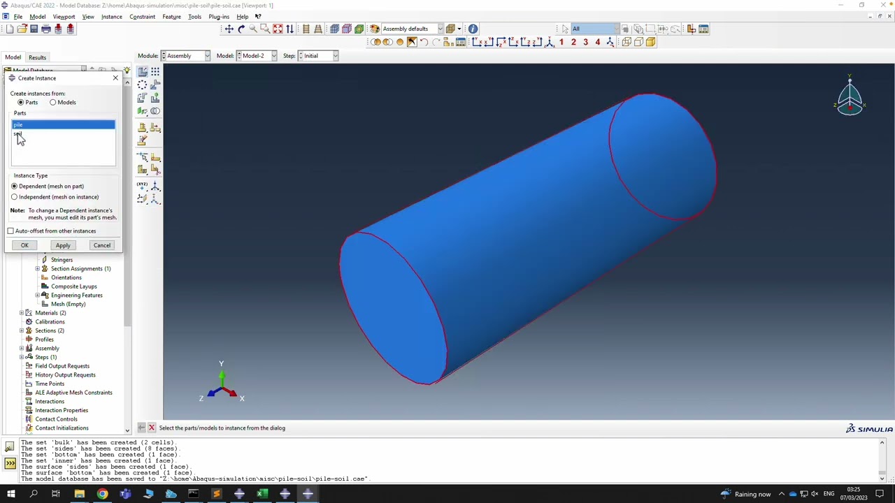 Abaqus modelling of pile soil interaction