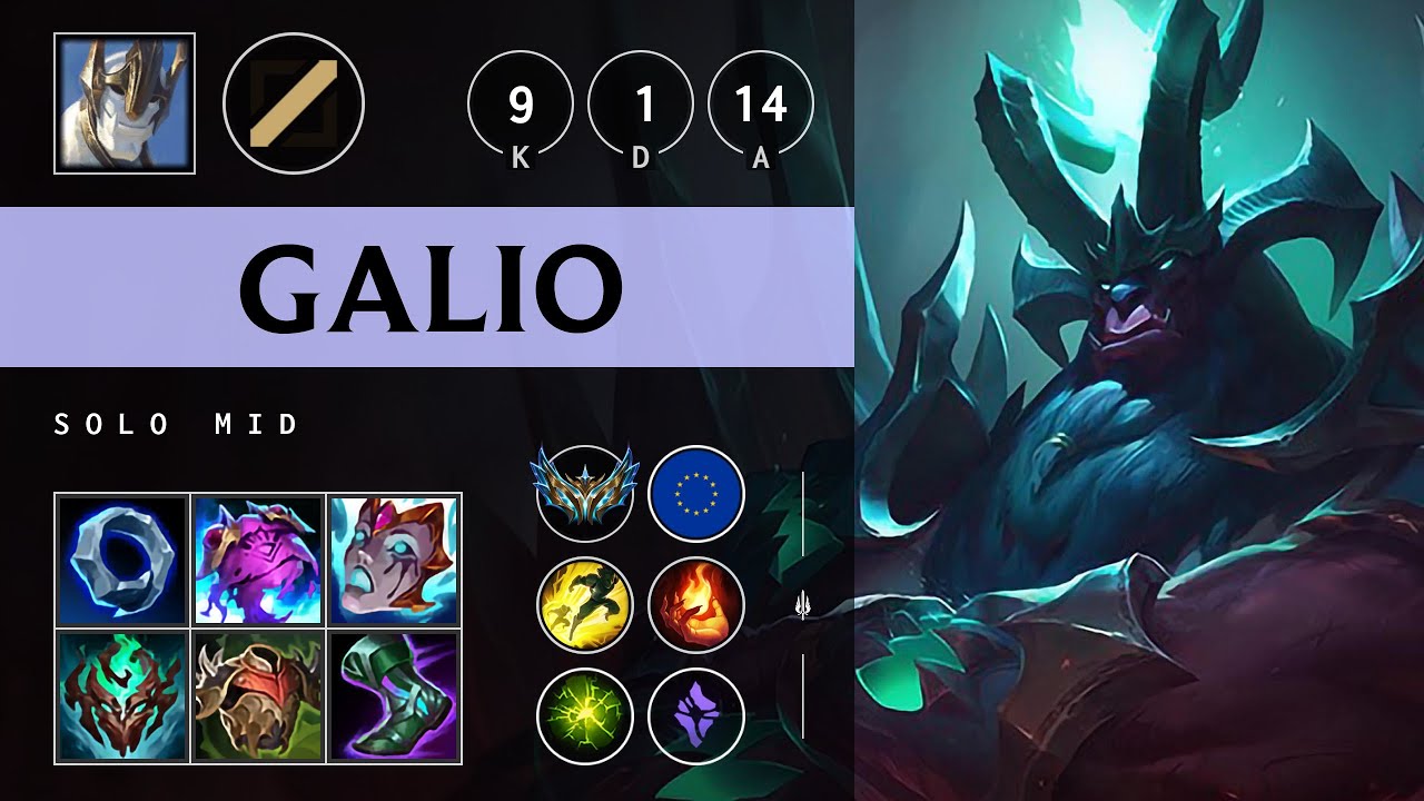 Galio Mid vs LeBlanc: Triple Kill, Godlike - EUW Challenger Patch 14.16