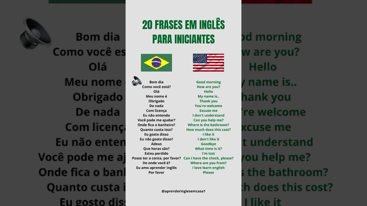 20 FRASES EM INGLÊS PARA INICIANTES