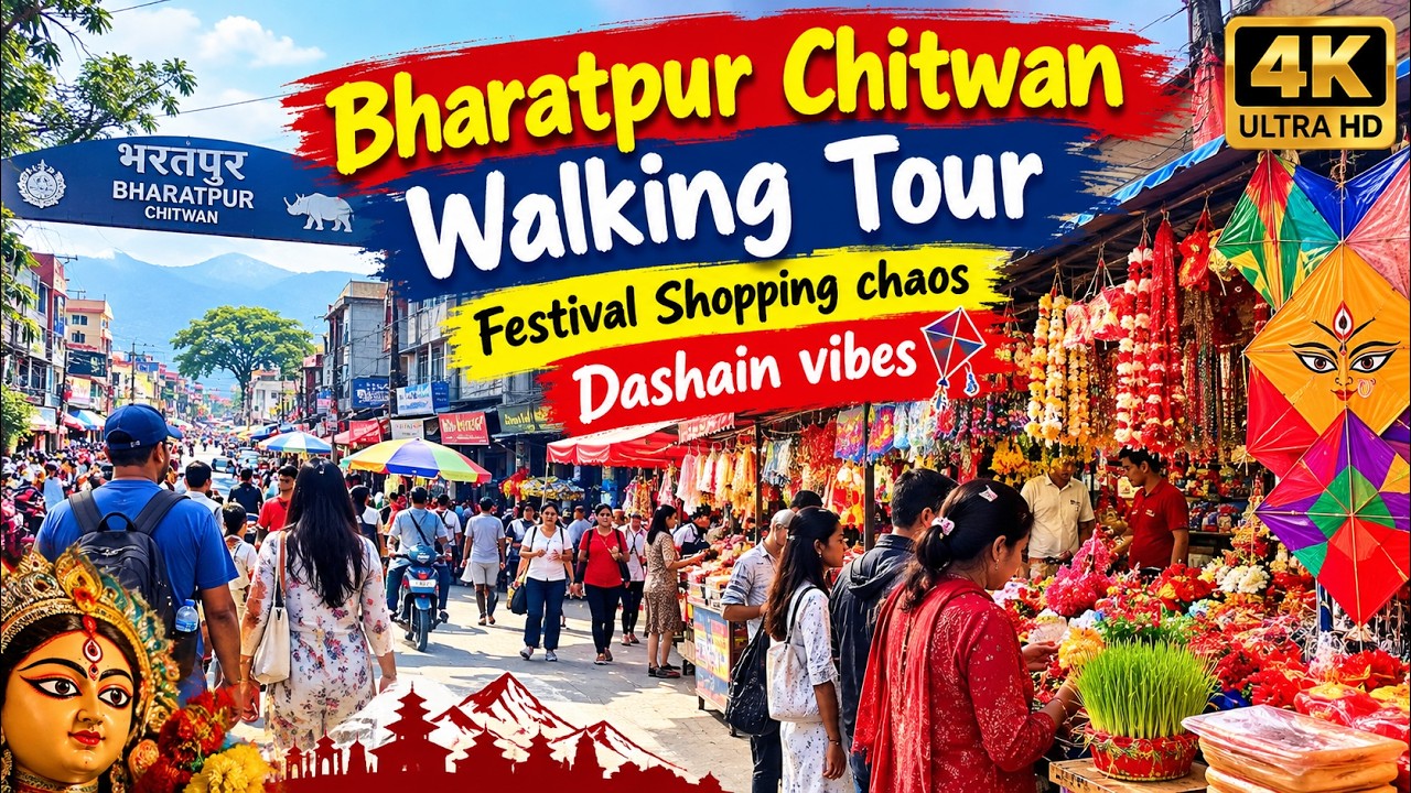 Chitwan Dashain Vibes 2083 Nepal - Walking in Chitwan's most popular shopping streets - 4k video 