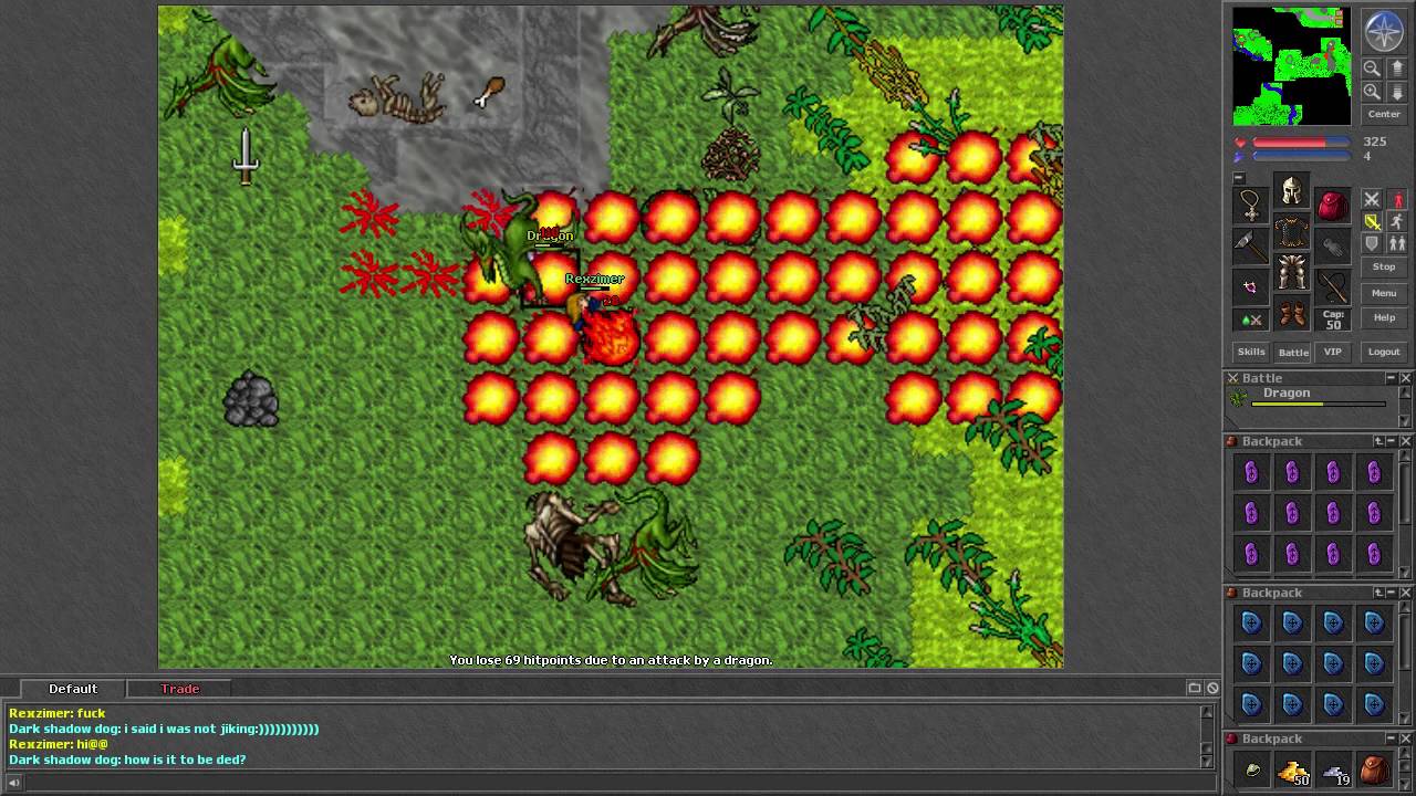 Tibia [7.2] Level 25 EK tries to solo Dragon Lord (lol @ end)