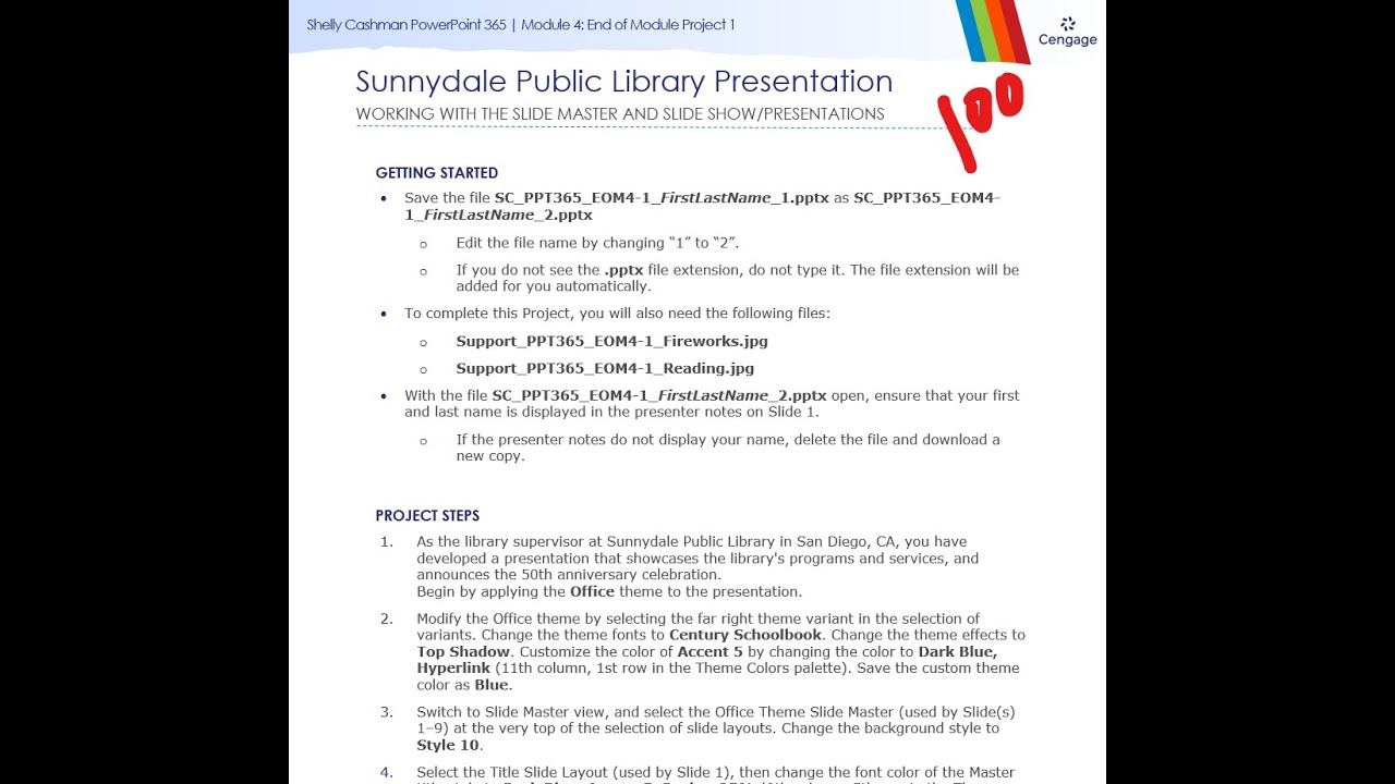 Shelly Cashman PowerPoint 365 | Module 4: End of Module Project 1