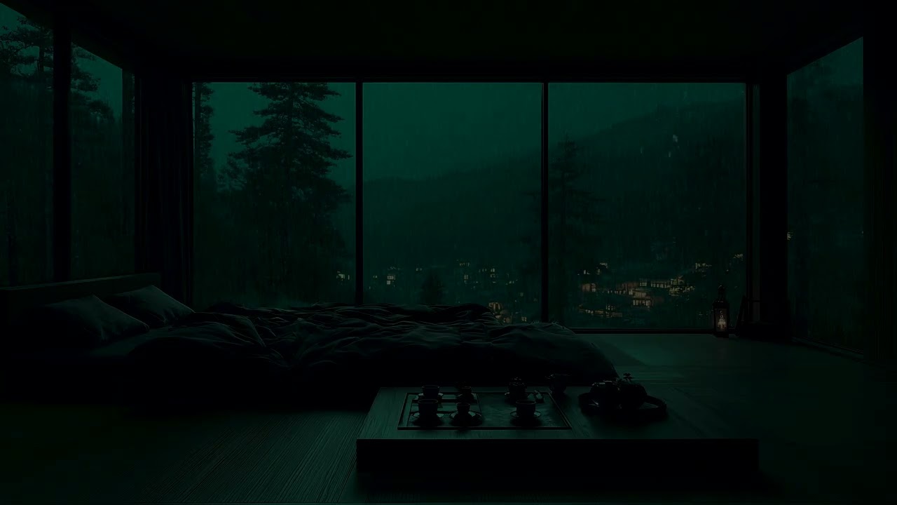Tranquil Garden Rain at Night 🌧️| Dark Bedroom Sounds for Insomnia Relief