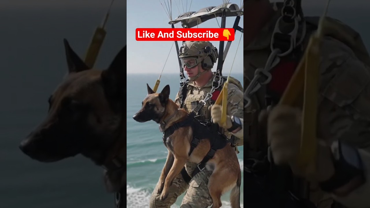 Military  Navy or Delta Force Young Belgian Malinois Skydives Intol Training Mission Elite K9 Action