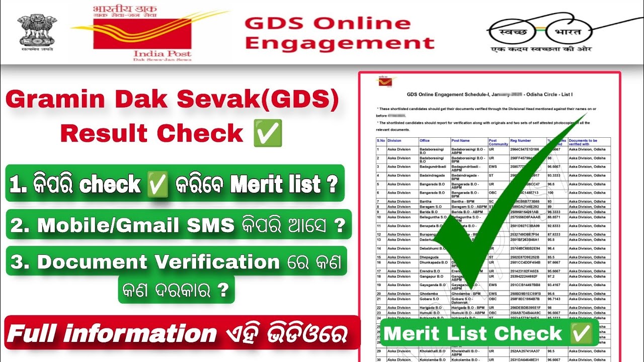 GDS Merit List 2026 | କେମିତି Check କରିବେ? | Odisha GDS Result PDF Download