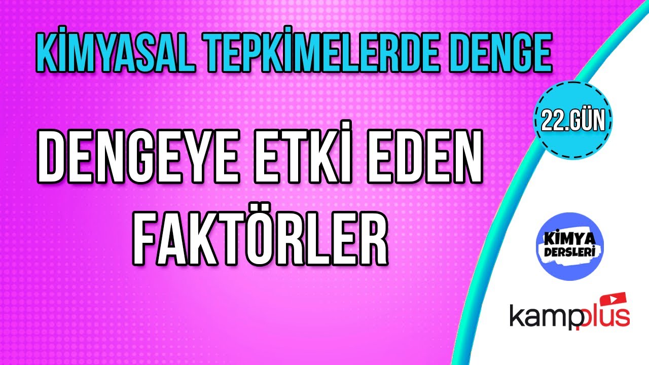 Dengeye Etki Eden Faktörler | Kimyasal Tepkimelerde Denge | AYT Kimya Kampı | 22.Gün