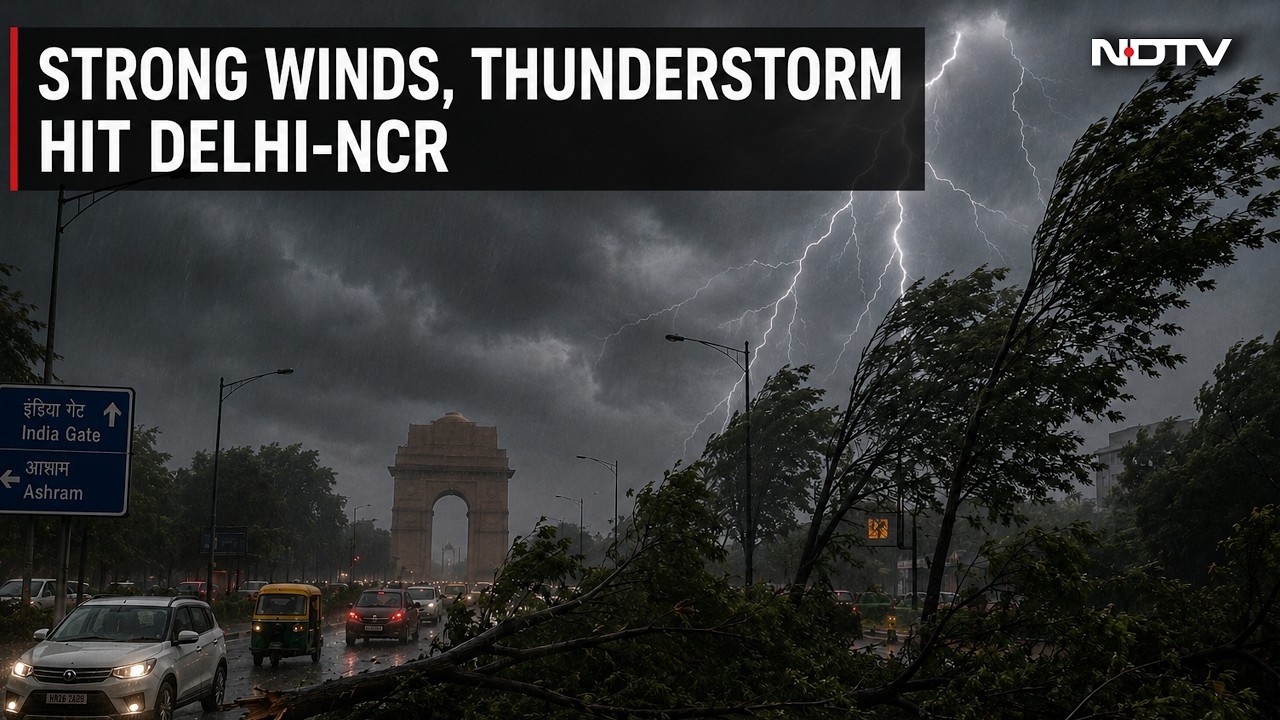 Delhi Rain News | Strong Winds, Thunderstorm Hit Delhi-NCR