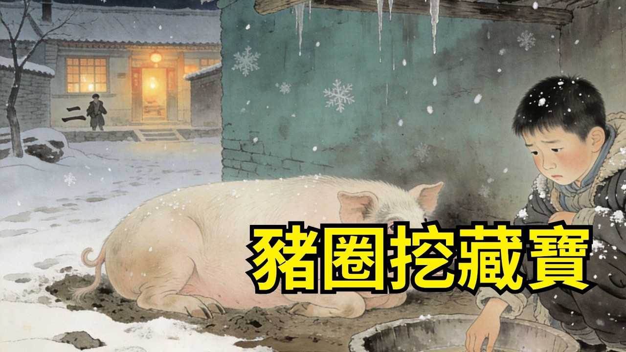 爹娘病逝，二叔霸佔祖宅，只給12歲侄子壹間漏雨豬圈。雪夜他凍得發抖，牆角老母豬哼哼：娃，刨我食槽底下！挖出前朝藏寶圖，縣令親自來認親！【故事便利店】#民間故事#傳統故事#故事頻道#聽書#睡前故事#情感