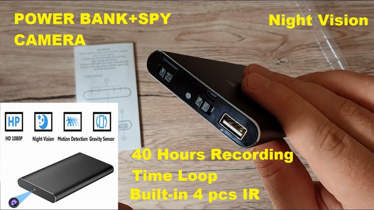 Power Bank со скрытыми камерами, Oumeiou! Ночное видение + Full HD и циклическое воспроизведение.