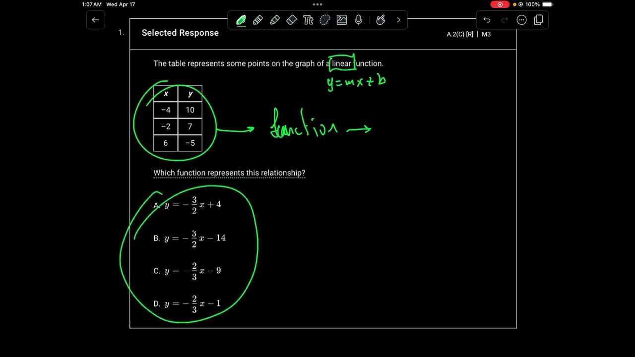 2023 STAAR Algebra 1 full solutions prep graphing calculator strategies, eoc, part 1