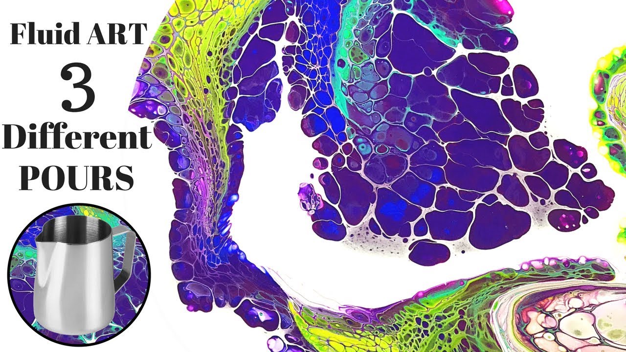 Fluid Painting 3 DIFFERENT Acrylic POURS With and Without SILICONE