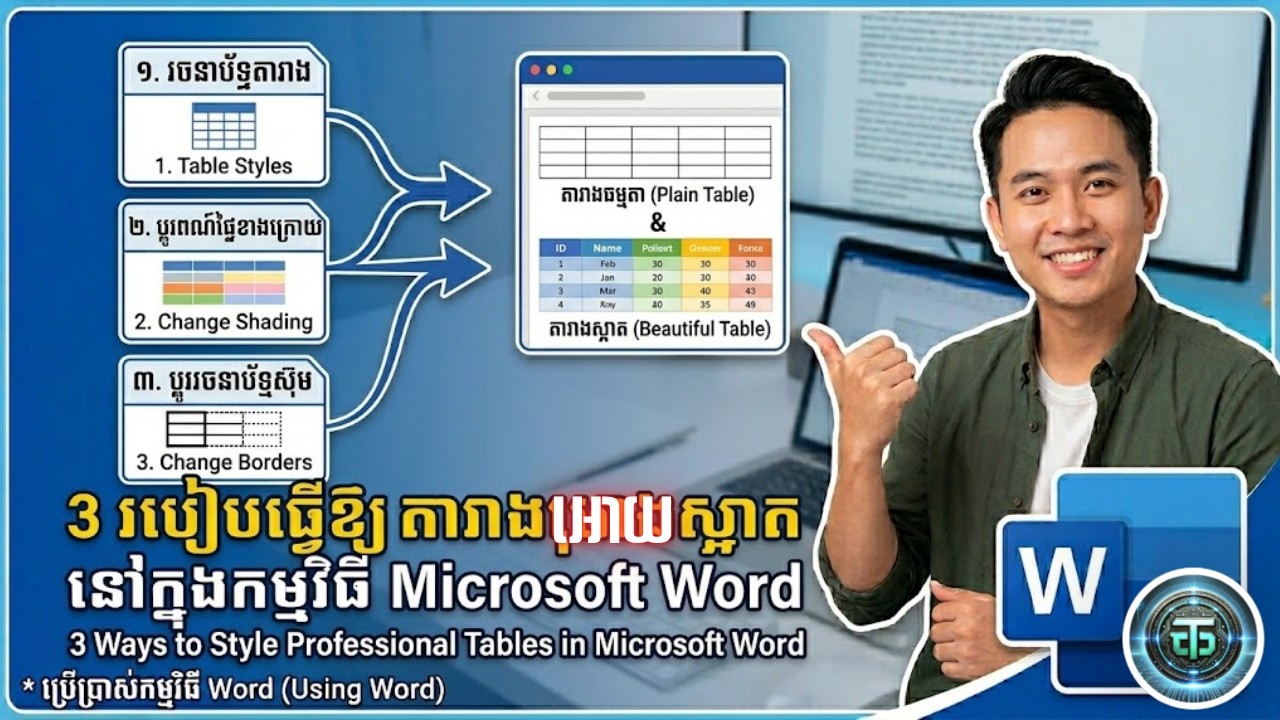 3 របៀបធ្វើឱ្យតារាងស្អាត នៅក្នុងកម្មវិធី Microsoft Word