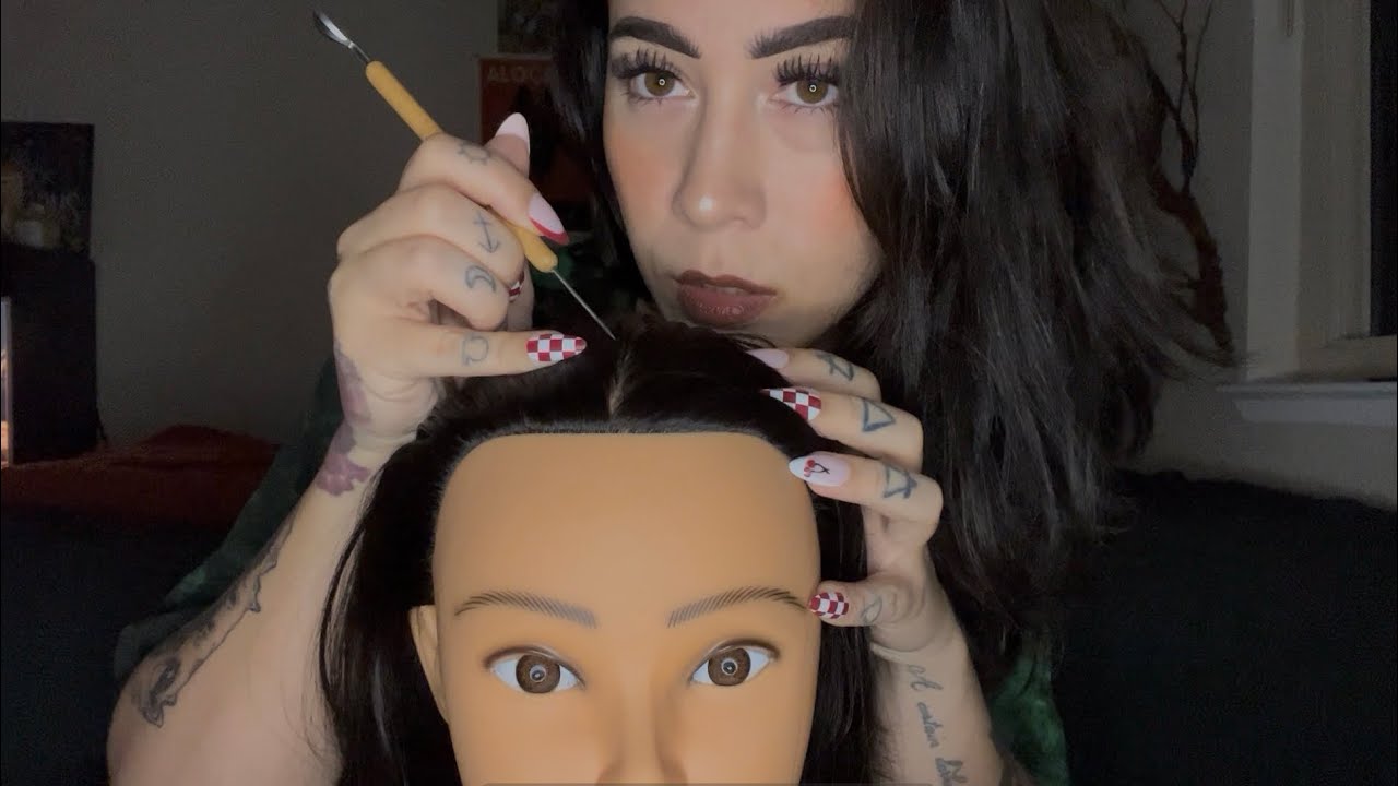 ASMR Scalp Check & Massage on Mannequin | Scraping, Plucking, Scratching ~ Whispered 💆🏻‍♀️💤