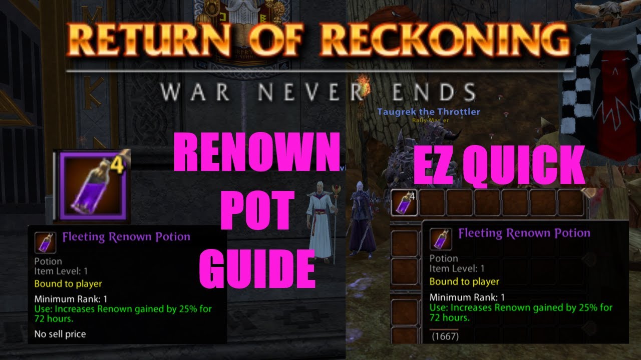 Warhammer Online Renown Pots Quests (Level 16+) Order and Destruction