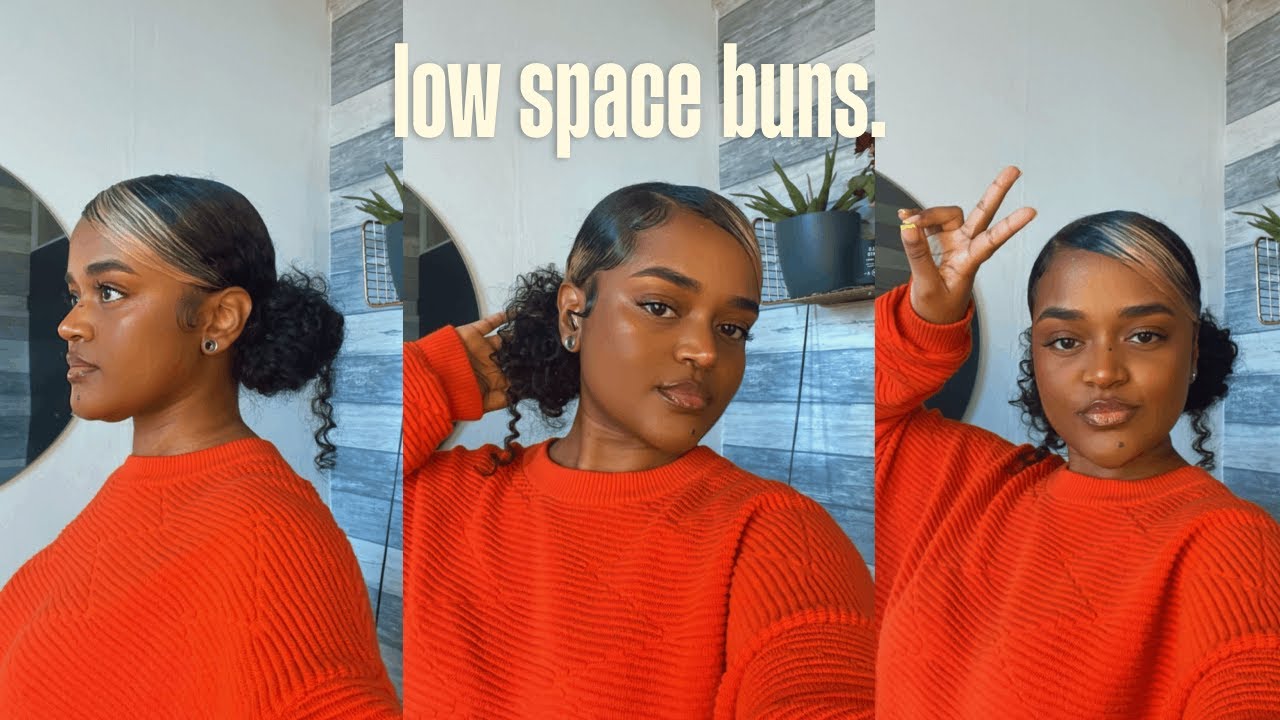 low space buns w/ a side part - cute curly hairstyle.