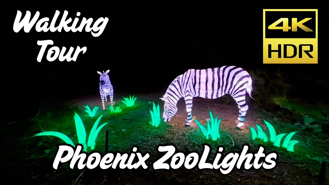 ZooLights - Phoenix Zoo - Walking Tour at Night (4K)