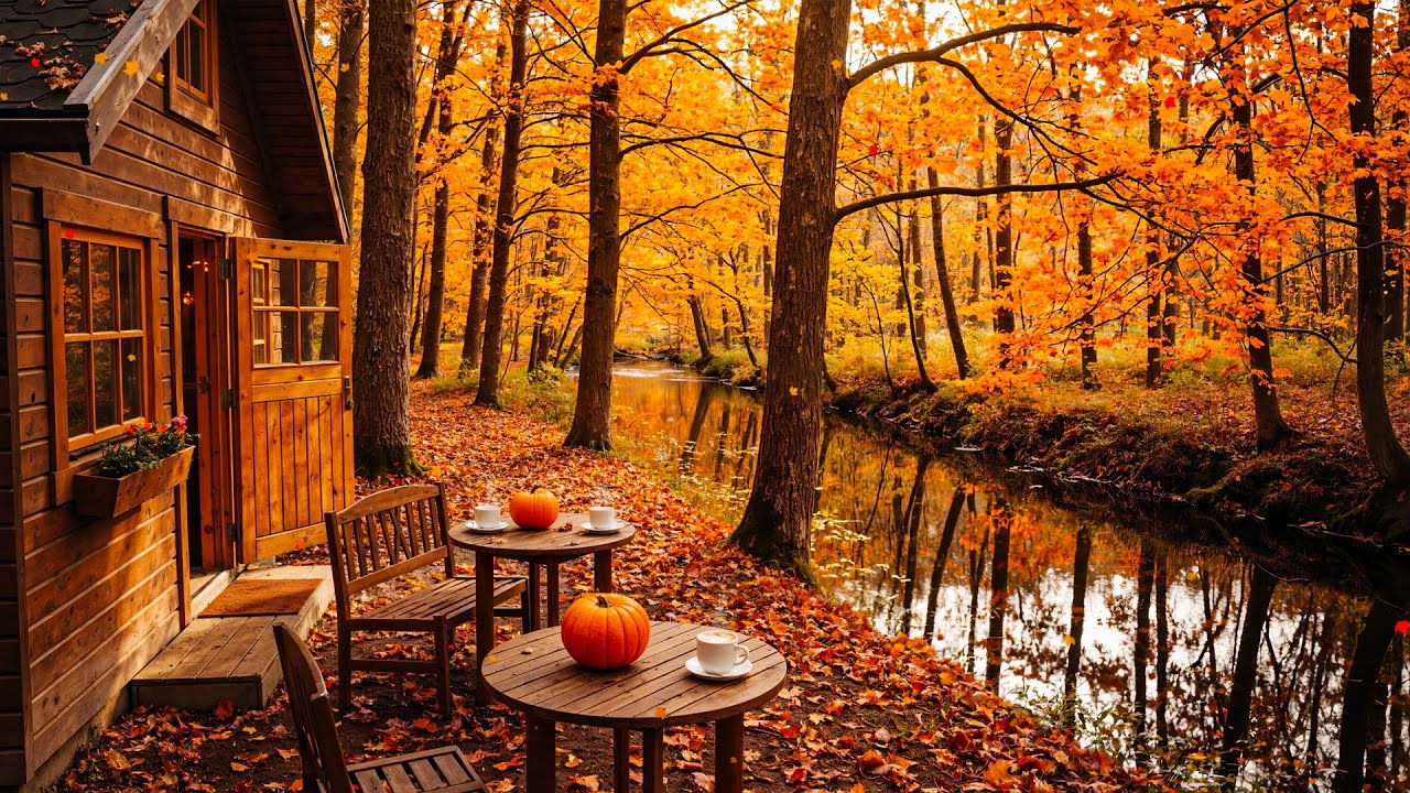Peaceful November Jazz 🍂 Cabin by the Autumn River | Smooth Jazz Ambience for Study, Work & Relax