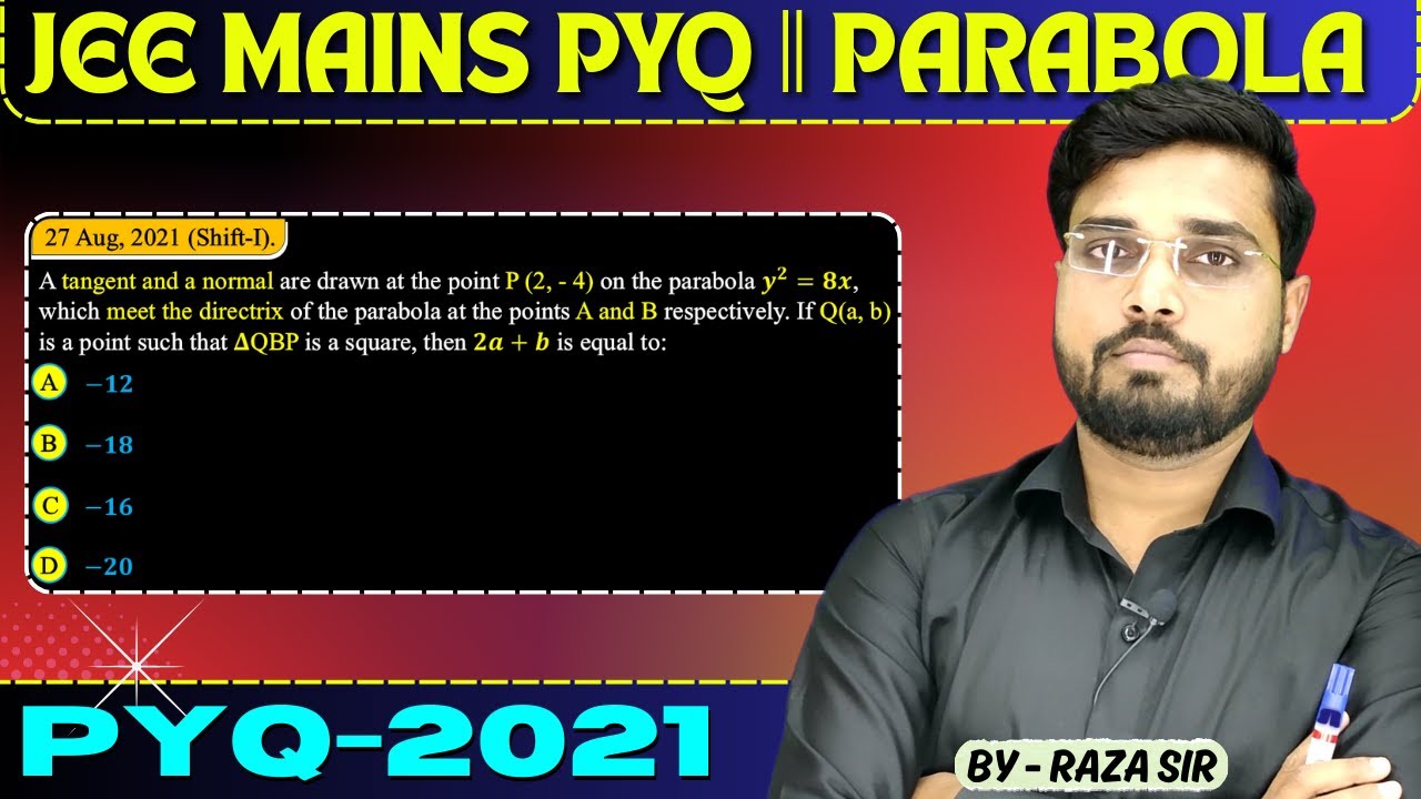 A tangent and a normal are drawn at the point P (2, - 4) on the parabola y2 = 8x,which meet the dire